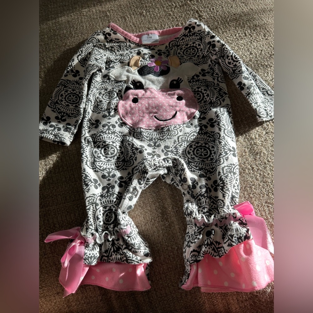 Cow Ruffle Romper